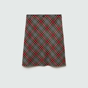 Mango Check skirt with lace finish